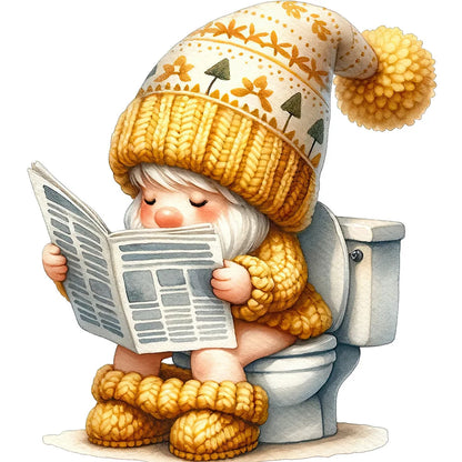 5D DIY Full Round Drill Diamond Painting Toilet Gnome Kit