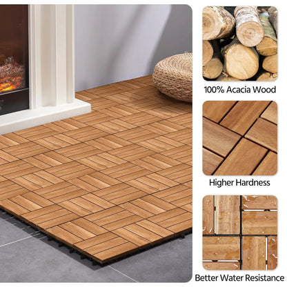 54pcs Hardwood Interlocking Patio Deck Tiles 12'' x12'' Indoor