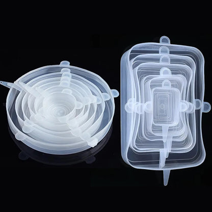 6 Pcs Silicone Cover Stretch Lids for Kitchen Microwave Food Covers Bowl Caps