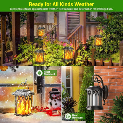 2/4 Pack Upgraded Flickering Flame Solar Lanterns Lights Outdoor, Solar Powered Lanterns for Yard Garden Decor, Black