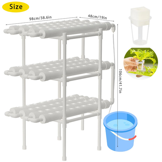 Hydroponics Growing System Kit,BHTNYOO 3 Layers/108 Sites Hydroponic Garden Vegetables and Herbs PVC-Pipe Cultivation Equipment