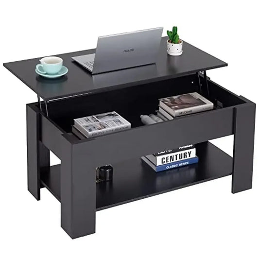 Modern Lift Top Coffee Table, P2 MDF 39"x28"x24" Black