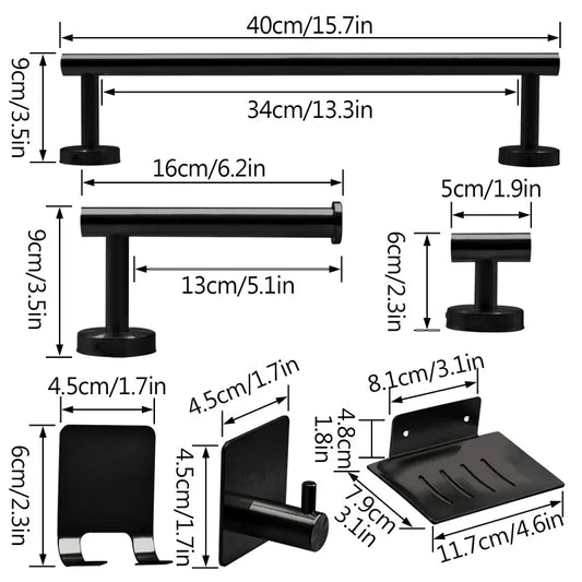 Bathroom Hardware Set 7Pcs Bathroom Towel Rack Including 16" Hand Towel Bars Toilet Paper Holders, Towel Rings, Robe Towel Hooks