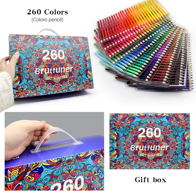 Brutfuner 48/72/120/150/160/180Colors Pencils Professional Oil Wood Soft Watercolor Pencil For School Draw Sketch Art Supplies
