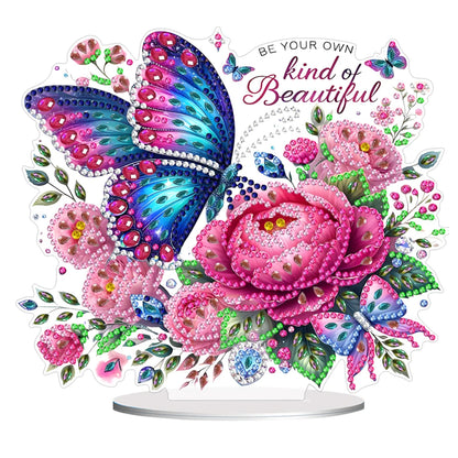 Acrylic Special Shaped Butterfly Flower 5D DIY Diamond Art Tabletop Decorations Diamond Painting Desktop Decorations for Bedroom