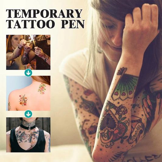Temporary Tattoo Pen with Tattoo Stencils Body Mark 10-Count Pack of Assorted Colors
