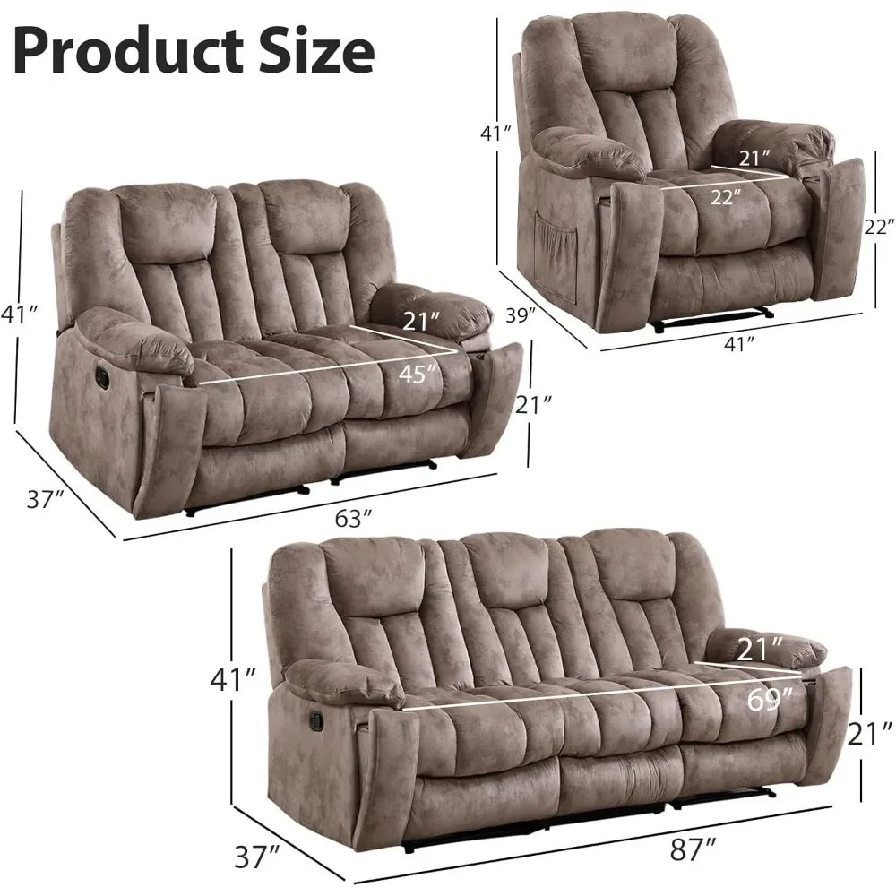 Recliner Chair and 3 Seat Couch Set