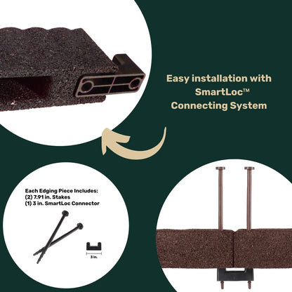 2' x 3" Brown Recycled Rubber Garden Border Landscape Edging - 8 Pack