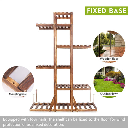 Reinforced 52" Tall 6 Tier Wood Plant Stand Corner Shelf