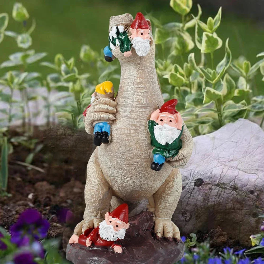 Dinosaur Gnomes Garden Statues Art Decor