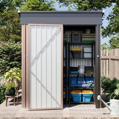 5'x3' Outdoor Storage Shed, Metal Tool Shed with Lockable Door,