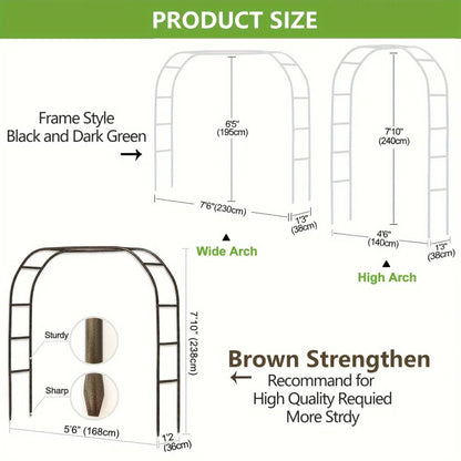 1pc, Metal Garden Arch, 100inch Large Size Heavy Duty Steel Frame Garden Arch With Gothic Style, Wedding Arch Lawn Rock Climbing