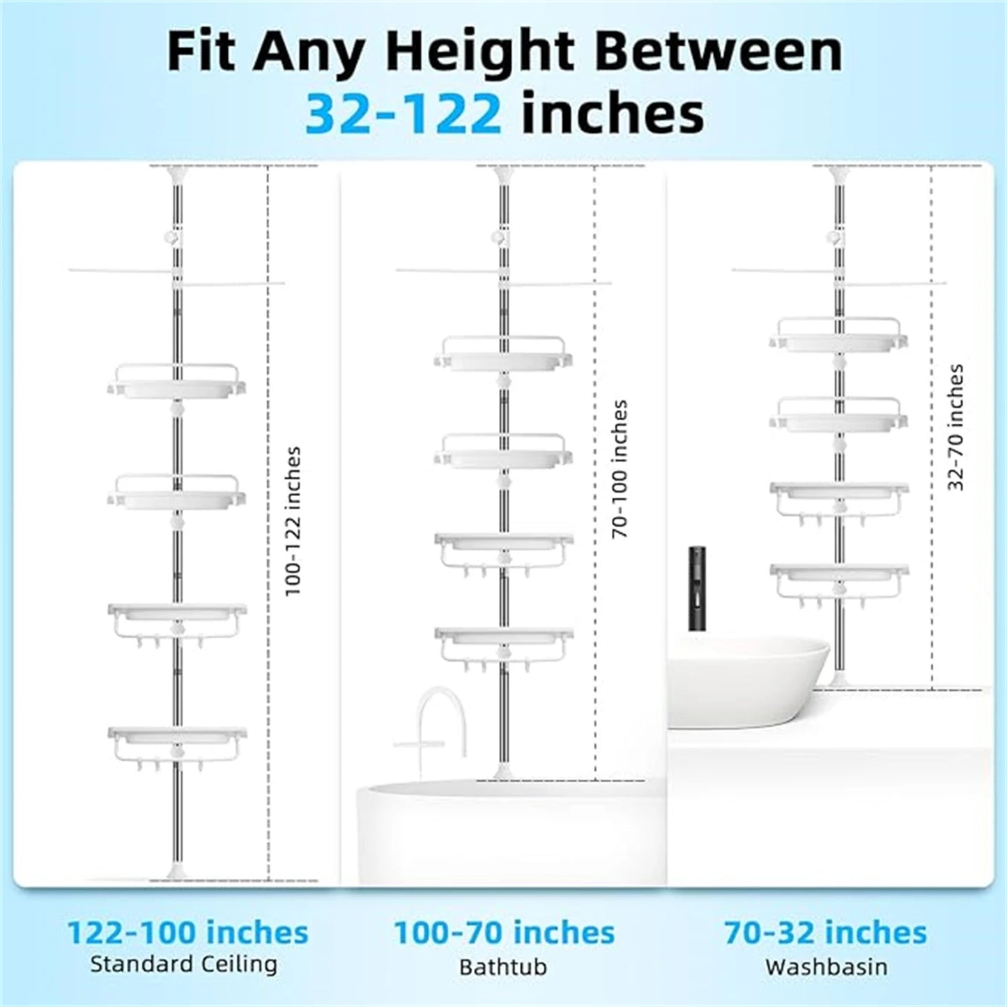 1pc bathroom rack adjustable bathroom rack black/white