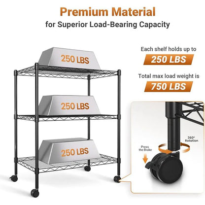 YSSOA  3-Shelf Wire Rack, 750Lb Capacity