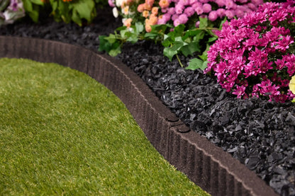 2' x 3" Brown Recycled Rubber Garden Border Landscape Edging - 8 Pack