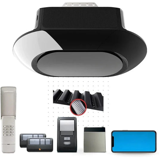 HOME Smart Garage Door Opener, Ultra Quiet Belt Drive, Battery Backup, 3/4-HP Motor -