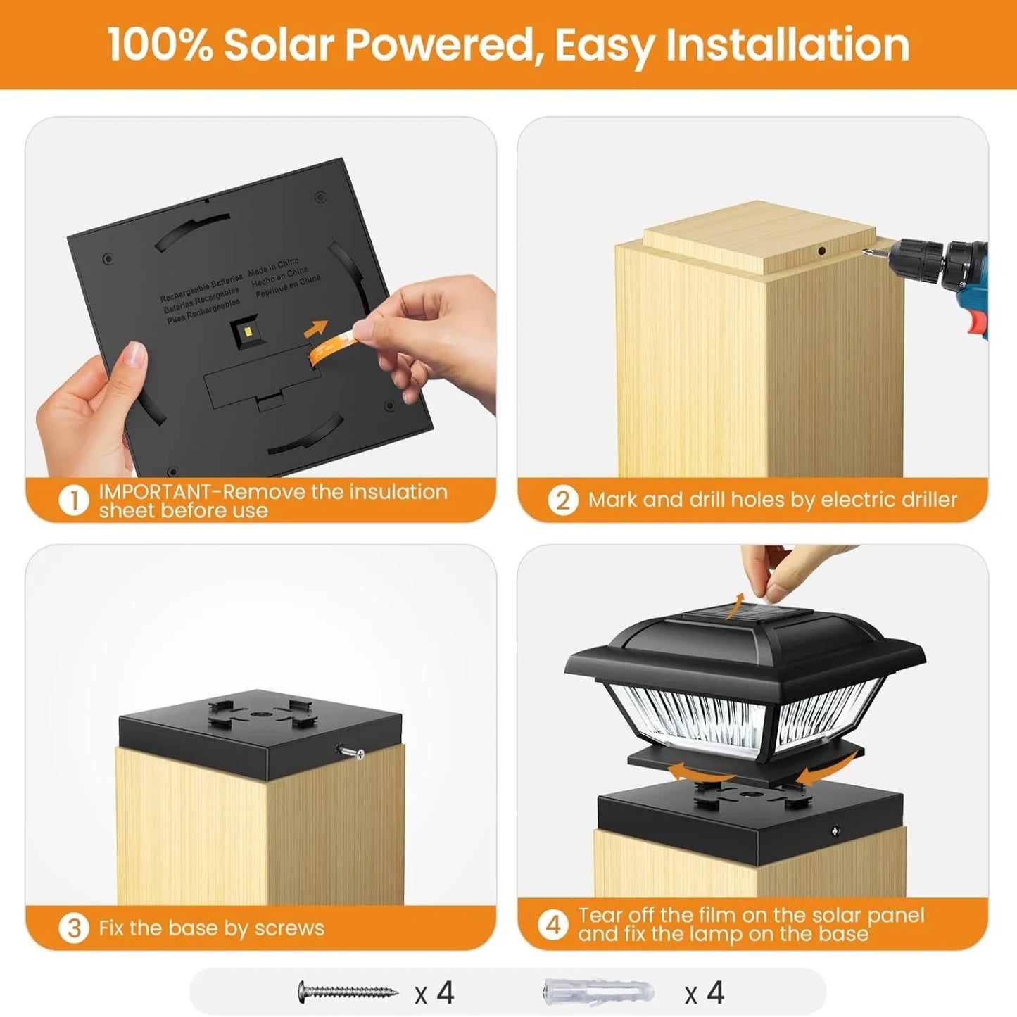 6/12 3.5x3.5-5.5x5.3 Pack Solar Post Cap Lights