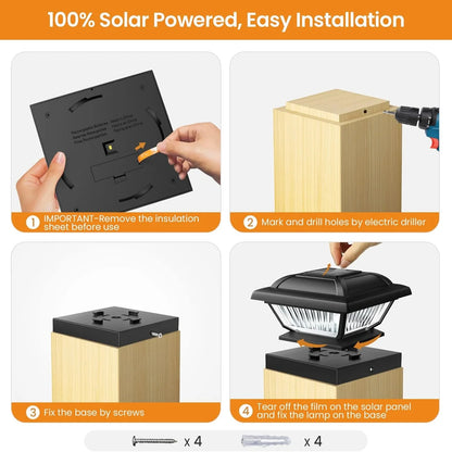 6/12 3.5x3.5-5.5x5.3 Pack Solar Post Cap Lights