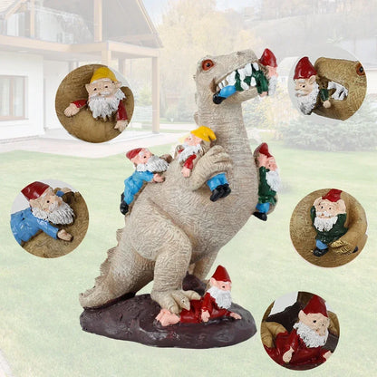 Dinosaur Gnomes Garden Statues Art Decor
