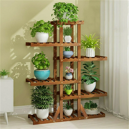 Reinforced 52" Tall 6 Tier Wood Plant Stand Corner Shelf