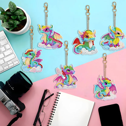 6PCS Diamond Art Cute Kitten Keychain Pendant Mandala