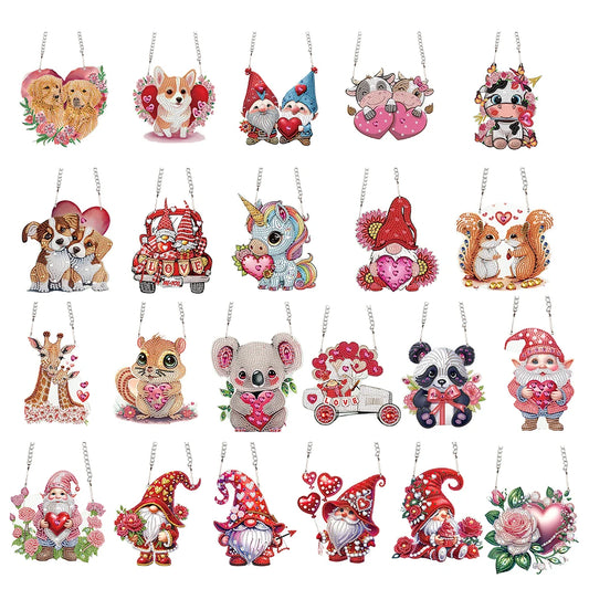 Valentines Day Love Puppy DIY Diamond Art Pendant Kit