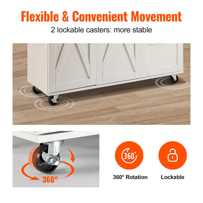 VEVOR 2-Door 1/2 3-Drawer Mobile Kitchen Island