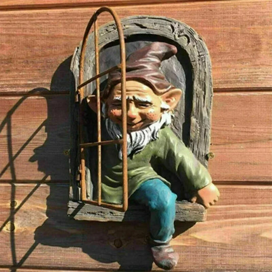 Garden Gnome Statue Elf Out Tree Hugger