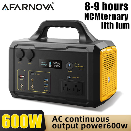 655Wh 600W Portable Generator Power Station 120V/60HZ AC Outlets