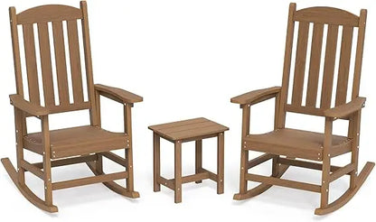 Outdoor Rocking Chairs Set of 3, 2 Chairs & 1 Table