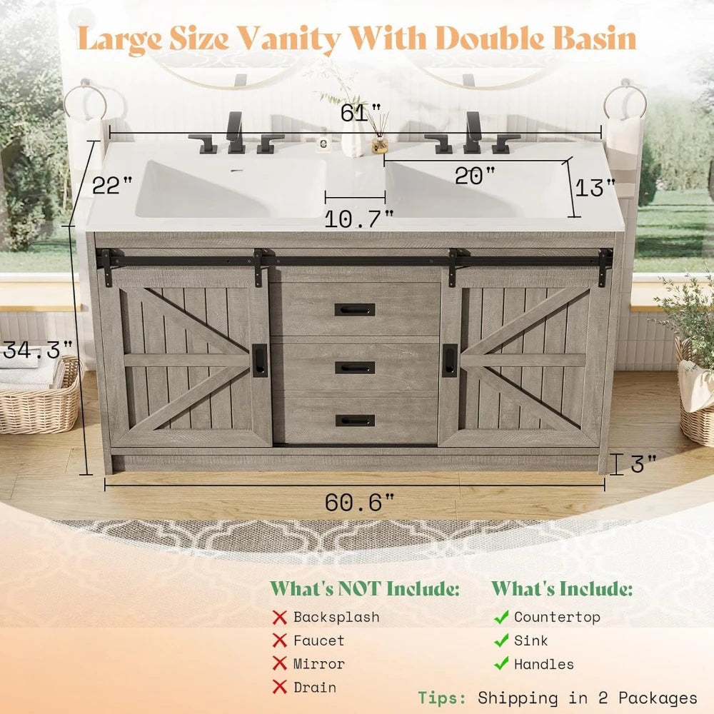 61"Double Vanity with Sink