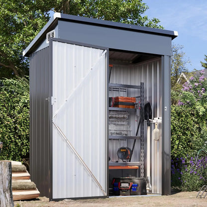 5'x3' Outdoor Storage Shed, Metal Tool Shed with Lockable Door,