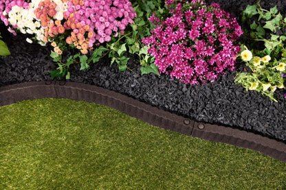 2' x 3" Brown Recycled Rubber Garden Border Landscape Edging - 8 Pack