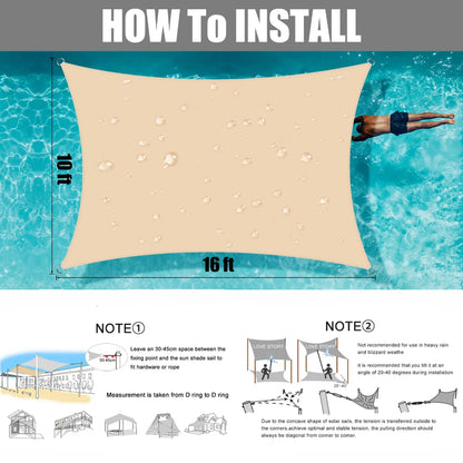 Sunshade Sail Outdoor Canopy 6/5/4/3M UV Block Shade Cloth Sunscreen Awning with Free Ropes