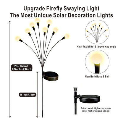 4 Pack 8 LED Solar Firefly Garden Light