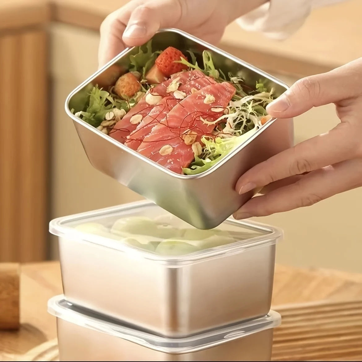 6-Piece Stainless Steel Food Storage Containers Set With Lids