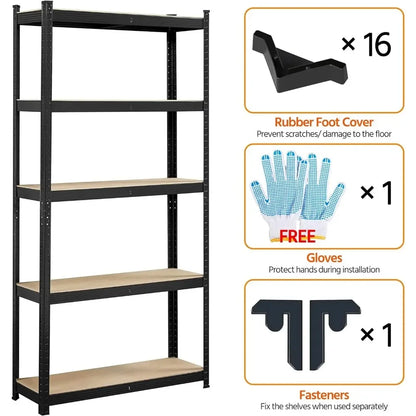 2/4pc 5Tier 35.5x12x71"Adjustable Metal Shelving Unit